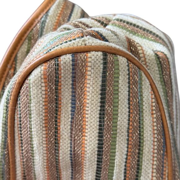 Bodhi Tan Brown Striped Hand Bag‎ Purse Leather Accents - Picture 4 of 9